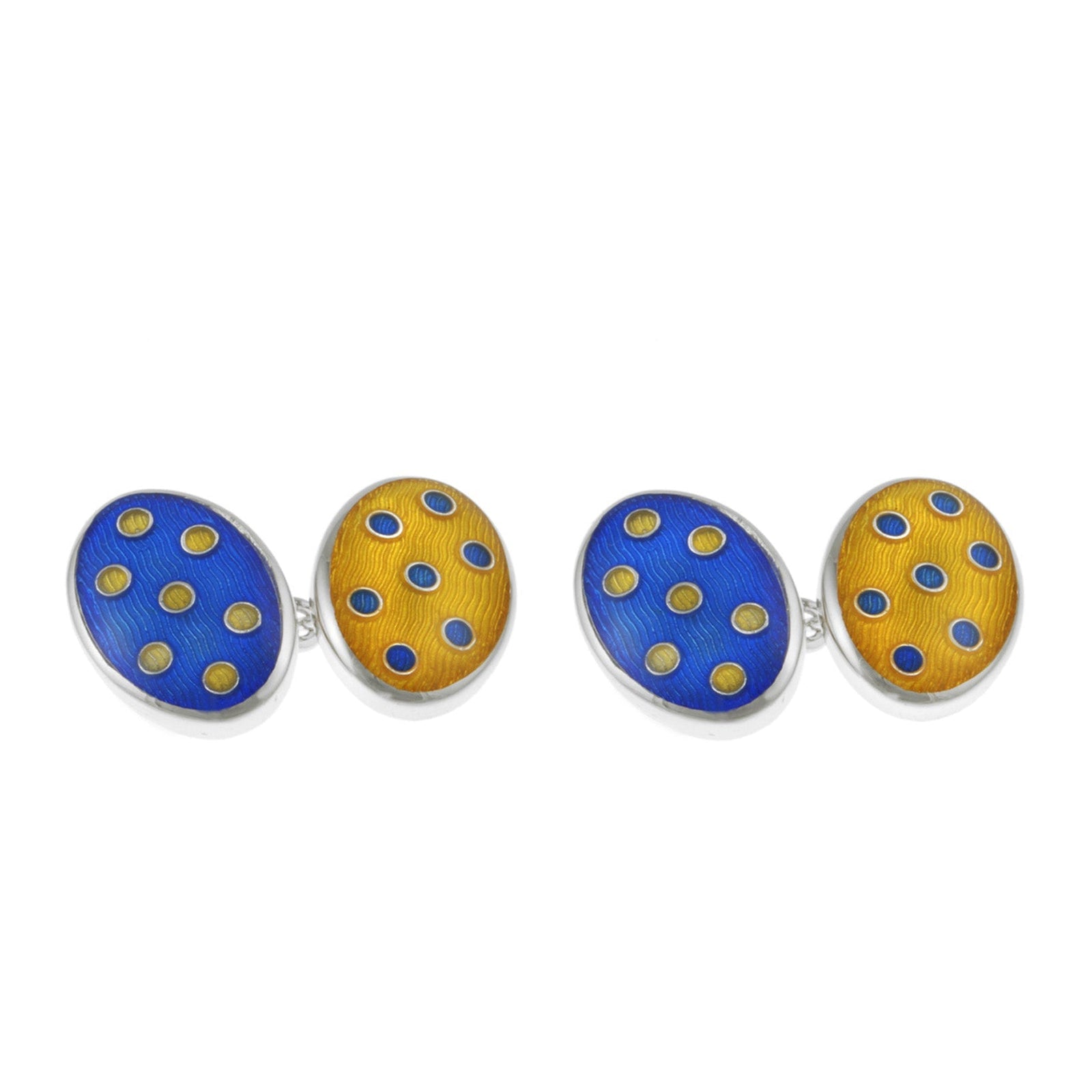 Oval Enamel Spot Chain Cufflink-Conrad Hasselbach-Conrad Hasselbach Shoes & Garment