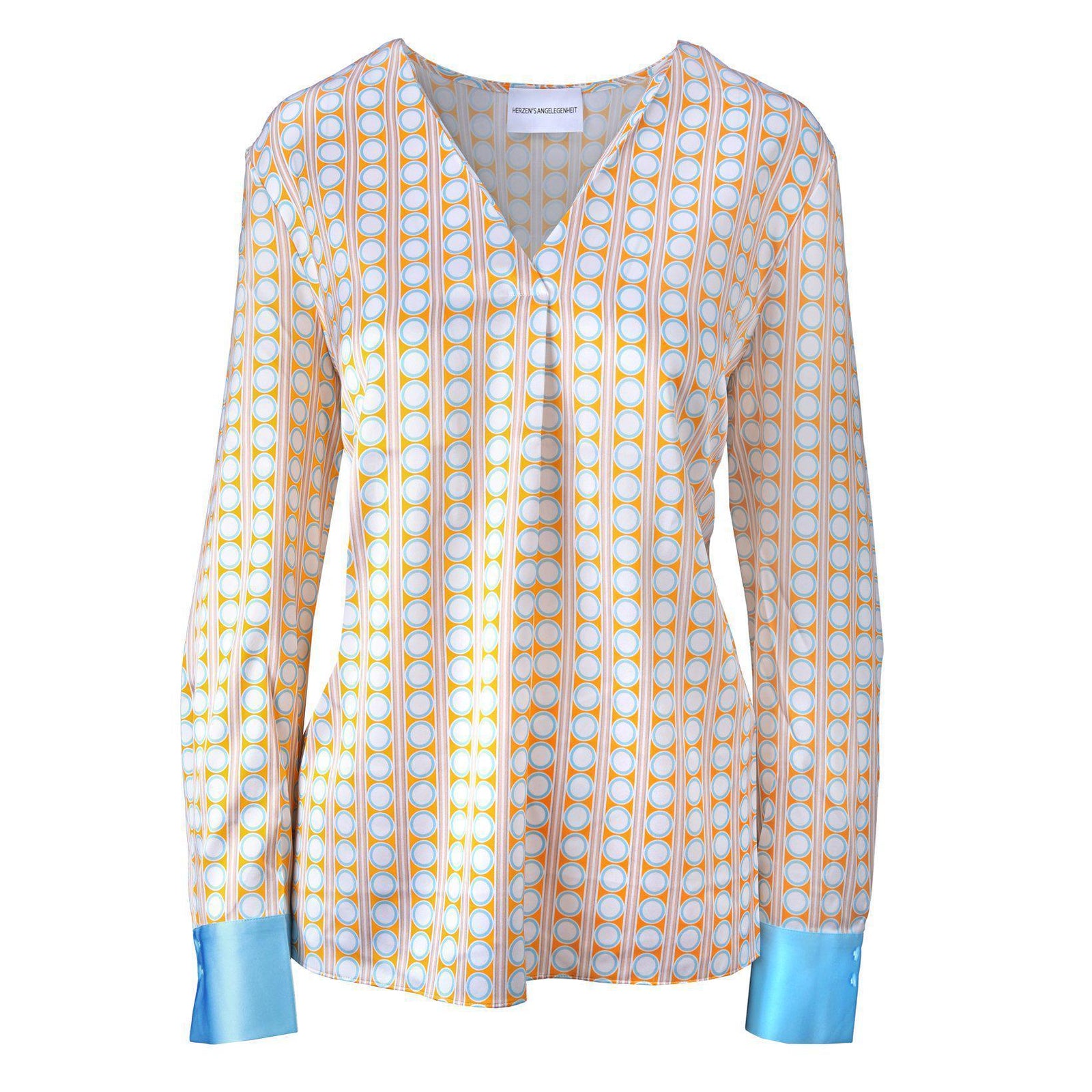 Seidenbluse mit V-Ausschnitt-HERZENS-Conrad Hasselbach Shoes & Garment