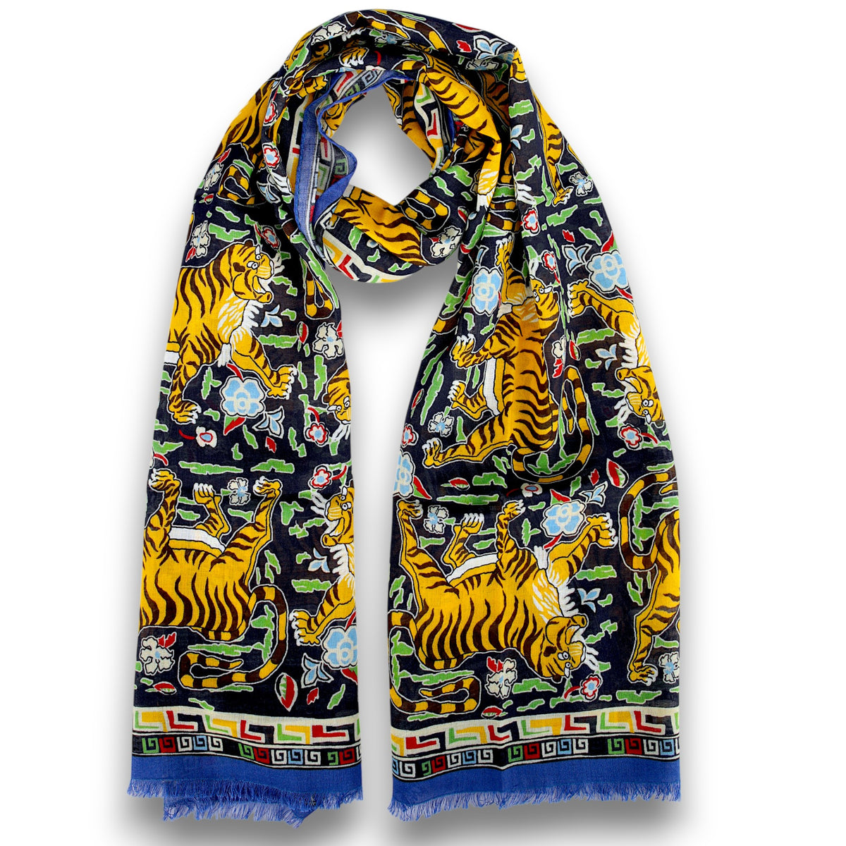 Archival Jumbo Tiger Printed Scarf-Drake's-Conrad Hasselbach Shoes &amp; Garment