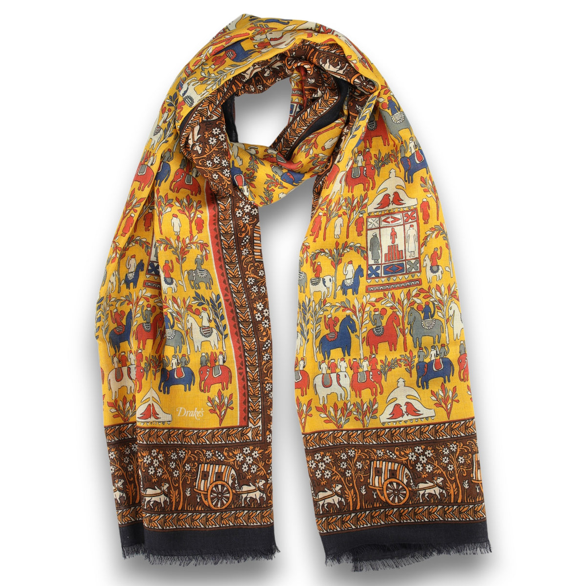 Elephant Village Printed Scarf-Drake's-Conrad Hasselbach Shoes &amp; Garment