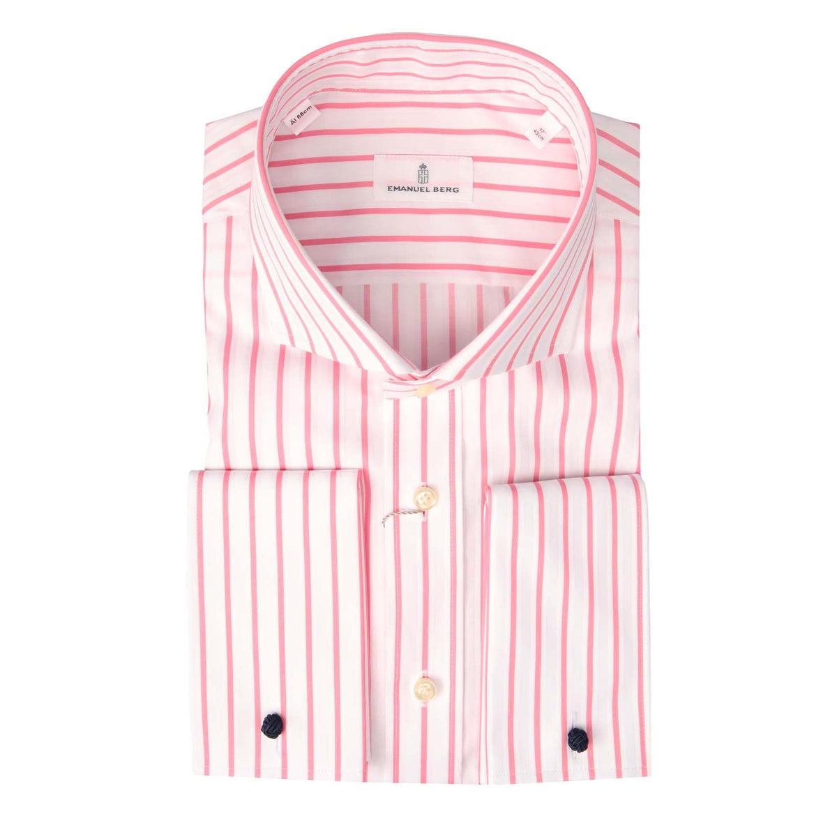 Gestreiftes Hemd mit Haifisch-Kragen und Doppelmanschette-Emanuel Berg-Conrad Hasselbach Shoes &amp; Garment