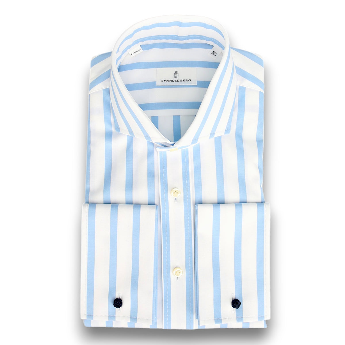 Hemd mit Butcher Stripes und Doppelmanschette-Emanuel Berg-Conrad Hasselbach Shoes &amp; Garment