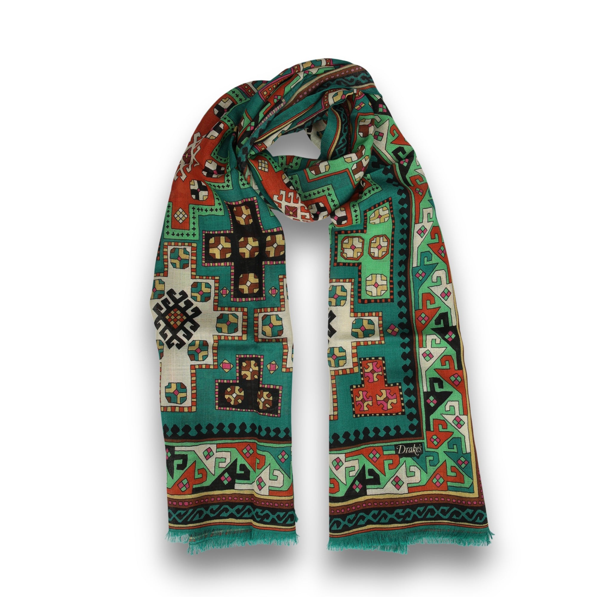 Kelim Printed Scarf-Drake's-Conrad Hasselbach Shoes & Garment