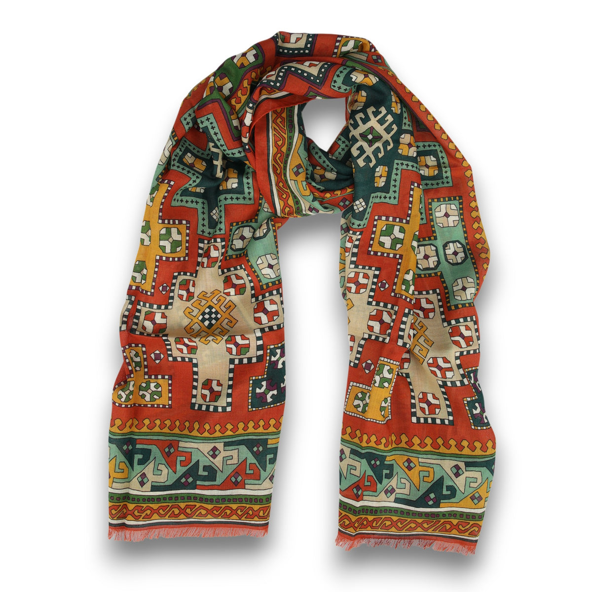 Kelim Printed Scarf-Drake&#39;s-Conrad Hasselbach Shoes &amp; Garment