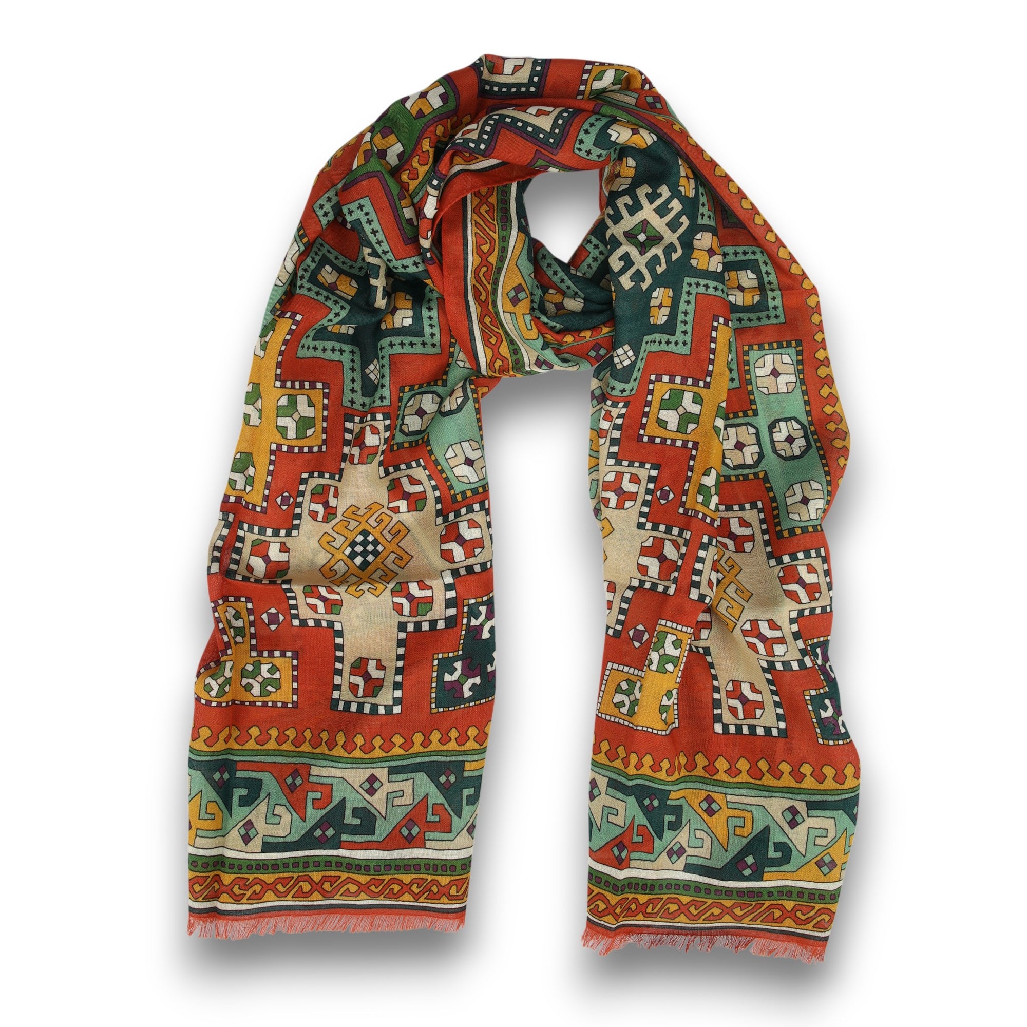 Kelim Printed Scarf-Drake's-Conrad Hasselbach Shoes & Garment