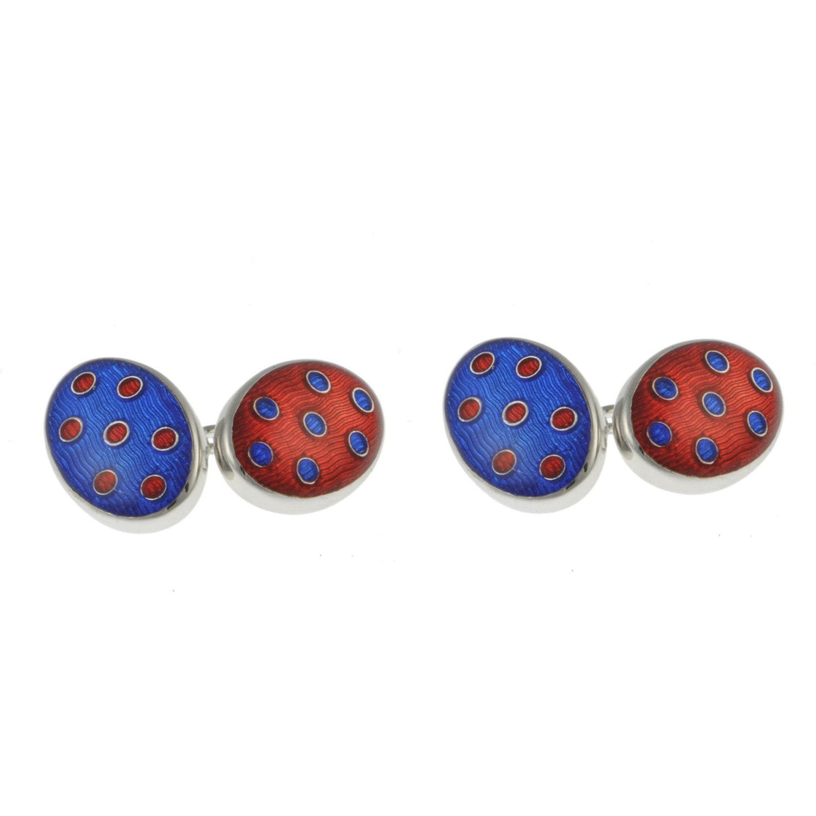 Oval Enamel Spot Chain Cufflink-Conrad Hasselbach-Conrad Hasselbach Shoes & Garment