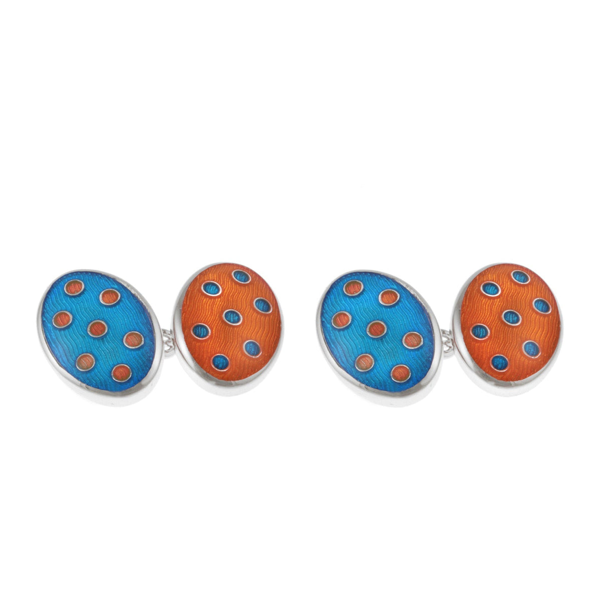 Oval Enamel Spot Chain Cufflink-Conrad Hasselbach-Conrad Hasselbach Shoes & Garment