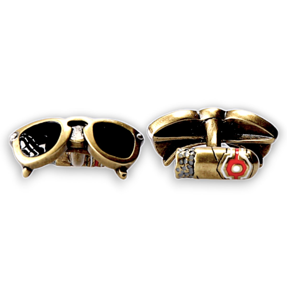 Retro Sunglasses and Cigar Cufflinks Enamel-Babette Wasserman-Conrad Hasselbach Shoes &amp; Garment
