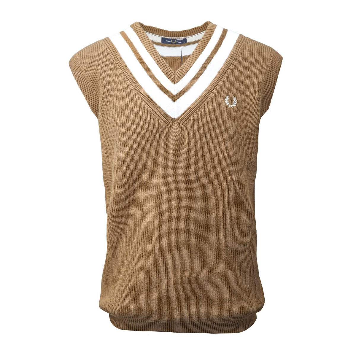 Striped Trim V-Neck Tank-Fred Perry-Conrad Hasselbach Shoes &amp; Garment