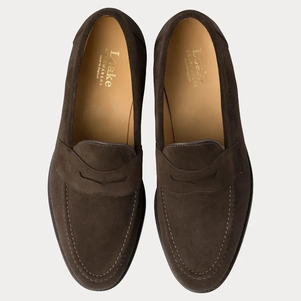 TEST - Imperial Penny Loafer - Dark Brown Suede-Loake-Conrad Hasselbach Shoes & Garment
