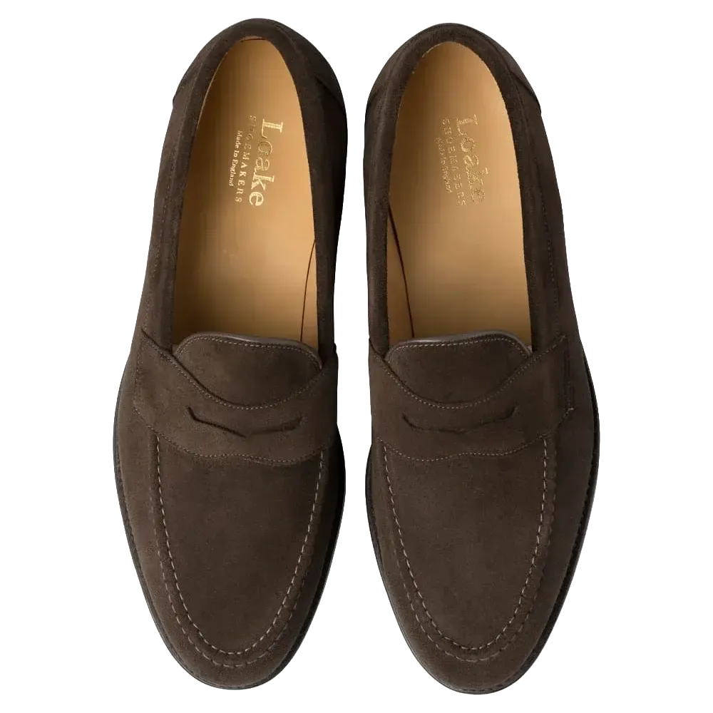 TEST - Imperial Penny Loafer - Dark Brown Suede-Loake-Conrad Hasselbach Shoes & Garment