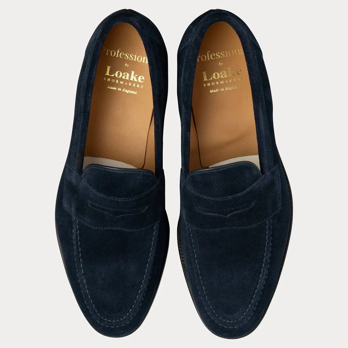 TEST - Imperial Penny Loafer - Navy Suede-Loake-Conrad Hasselbach Shoes & Garment