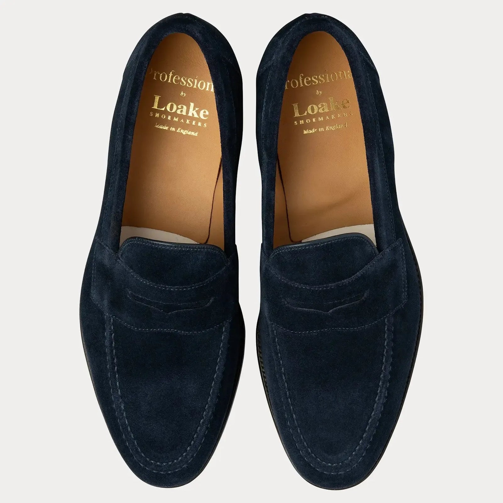 TEST - Imperial Penny Loafer - Navy Suede-Loake-Conrad Hasselbach Shoes & Garment