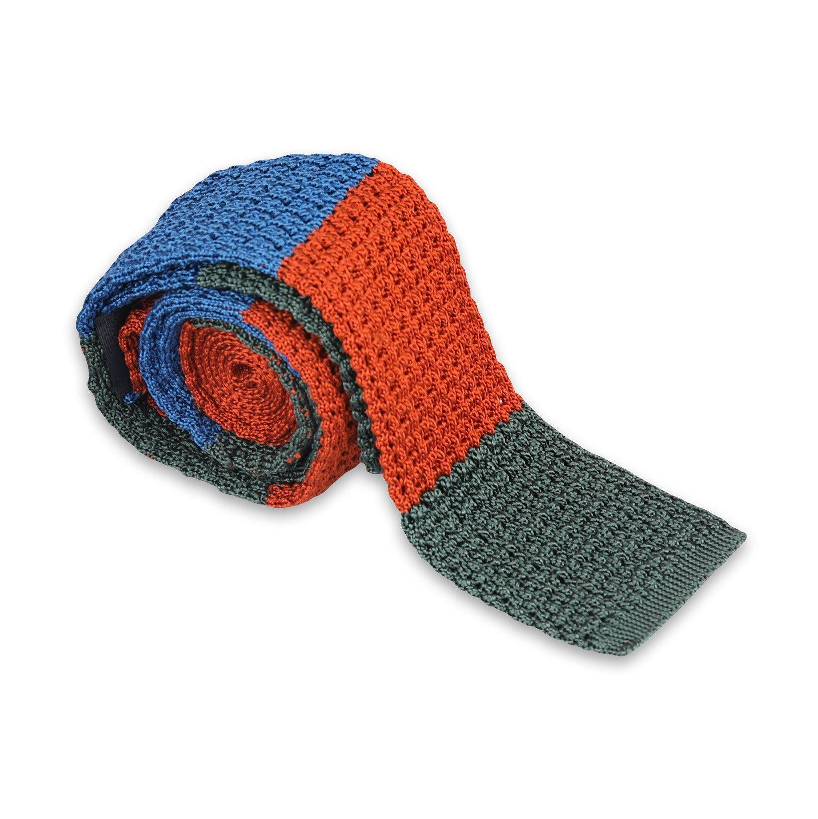 Block Stripe Knitted Tie-Drake's-Conrad Hasselbach Shoes & Garment