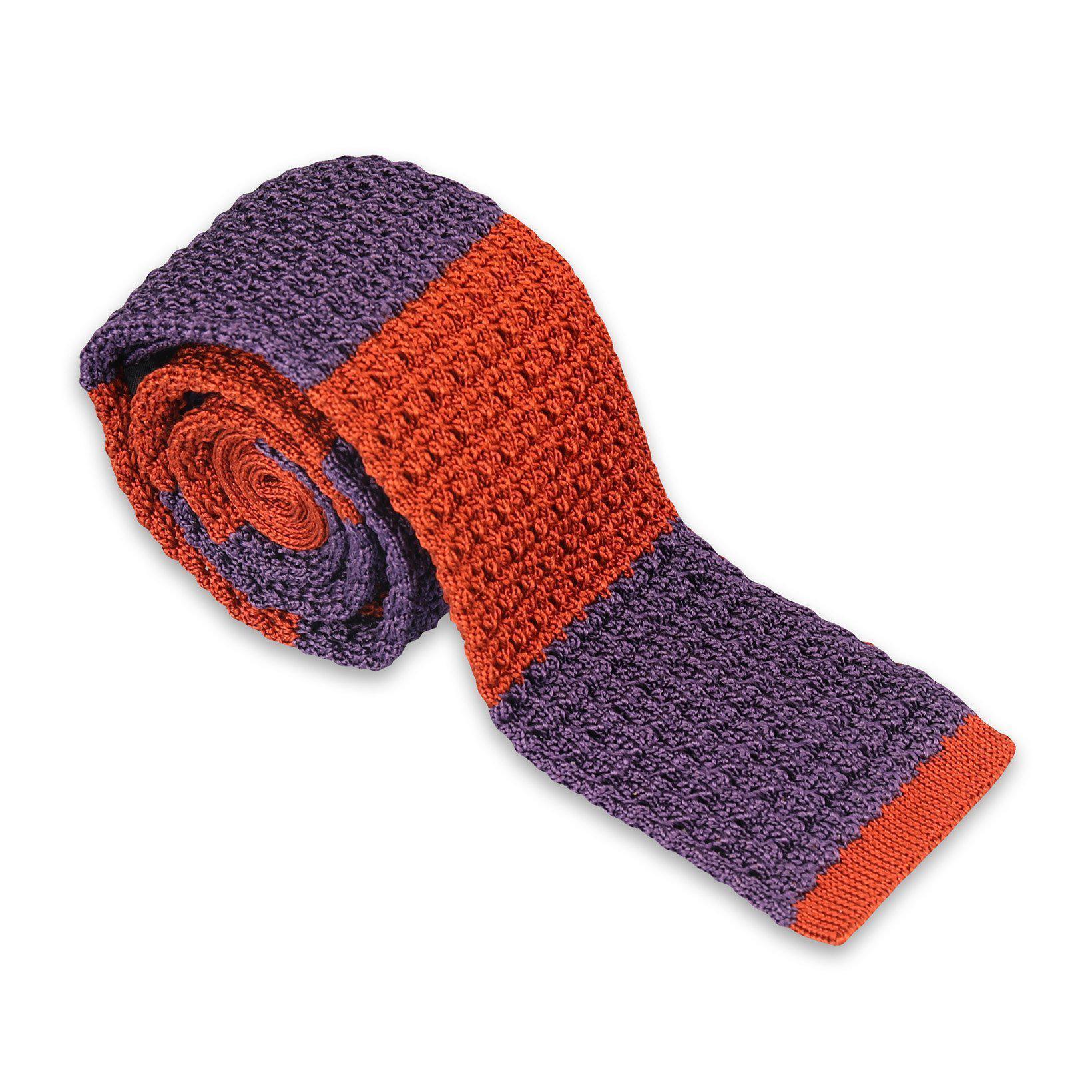 Block Stripe Knitted Tie-Drake's-Conrad Hasselbach Shoes & Garment