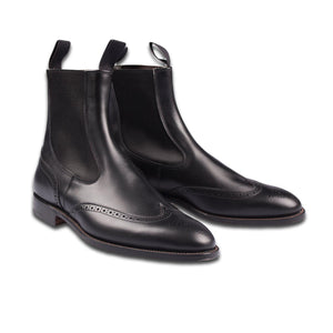 Chelsea Brogue Boot Black-Tricker's-Conrad Hasselbach Shoes & Garment