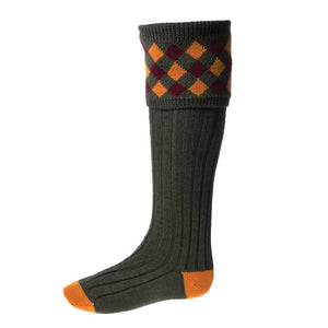 Chequers Socks with Garter Ties-House of Cheviot-Conrad Hasselbach Shoes & Garment