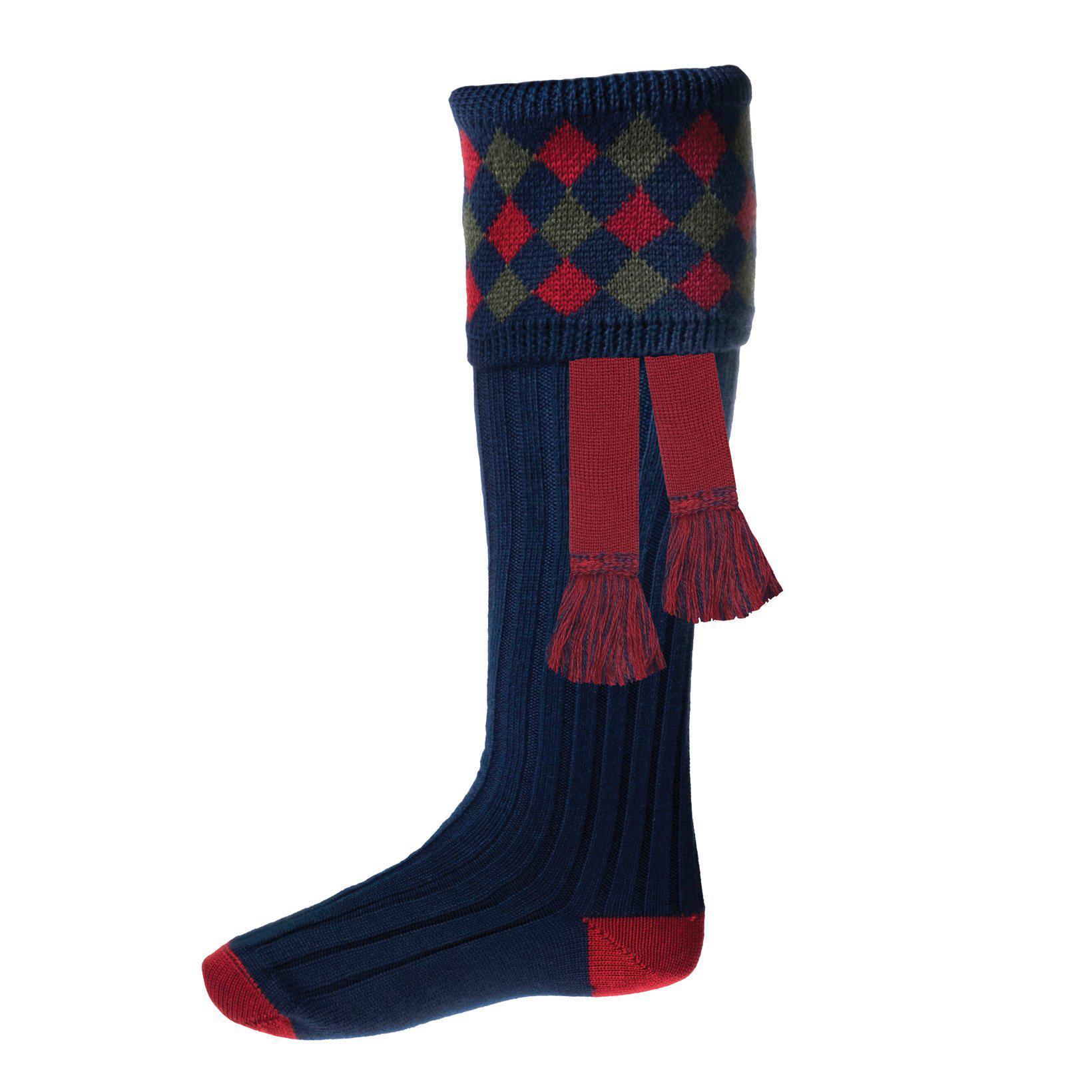 Chequers Socks with Garter Ties-House of Cheviot-Conrad Hasselbach Shoes & Garment
