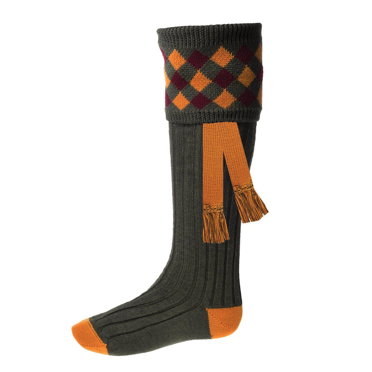 Chequers Socks with Garter Ties-House of Cheviot-Conrad Hasselbach Shoes &amp; Garment