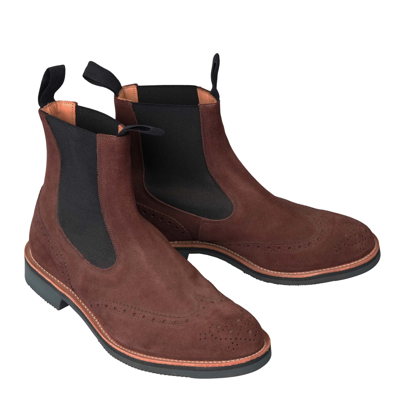 Elastic Sided Boots Burgundy Suede-Tricker's-Conrad Hasselbach Shoes & Garment