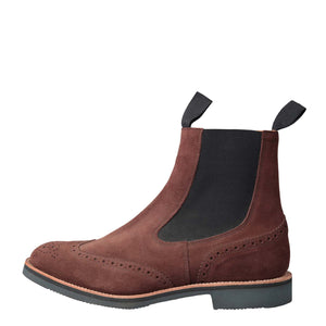 Elastic Sided Boots Burgundy Suede-Tricker's-Conrad Hasselbach Shoes & Garment