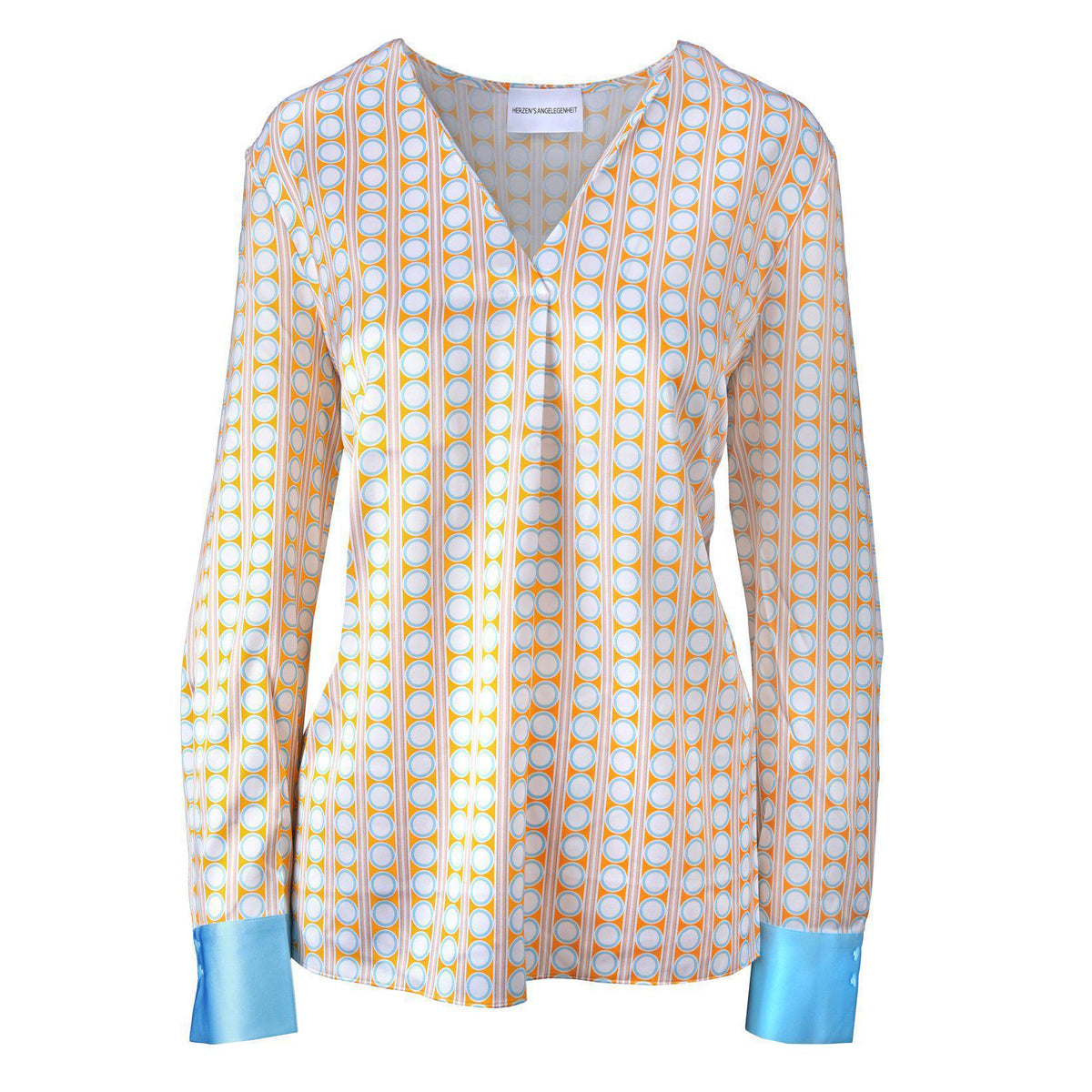 Seidenbluse mit V-Ausschnitt-HERZENS-Conrad Hasselbach Shoes &amp; Garment