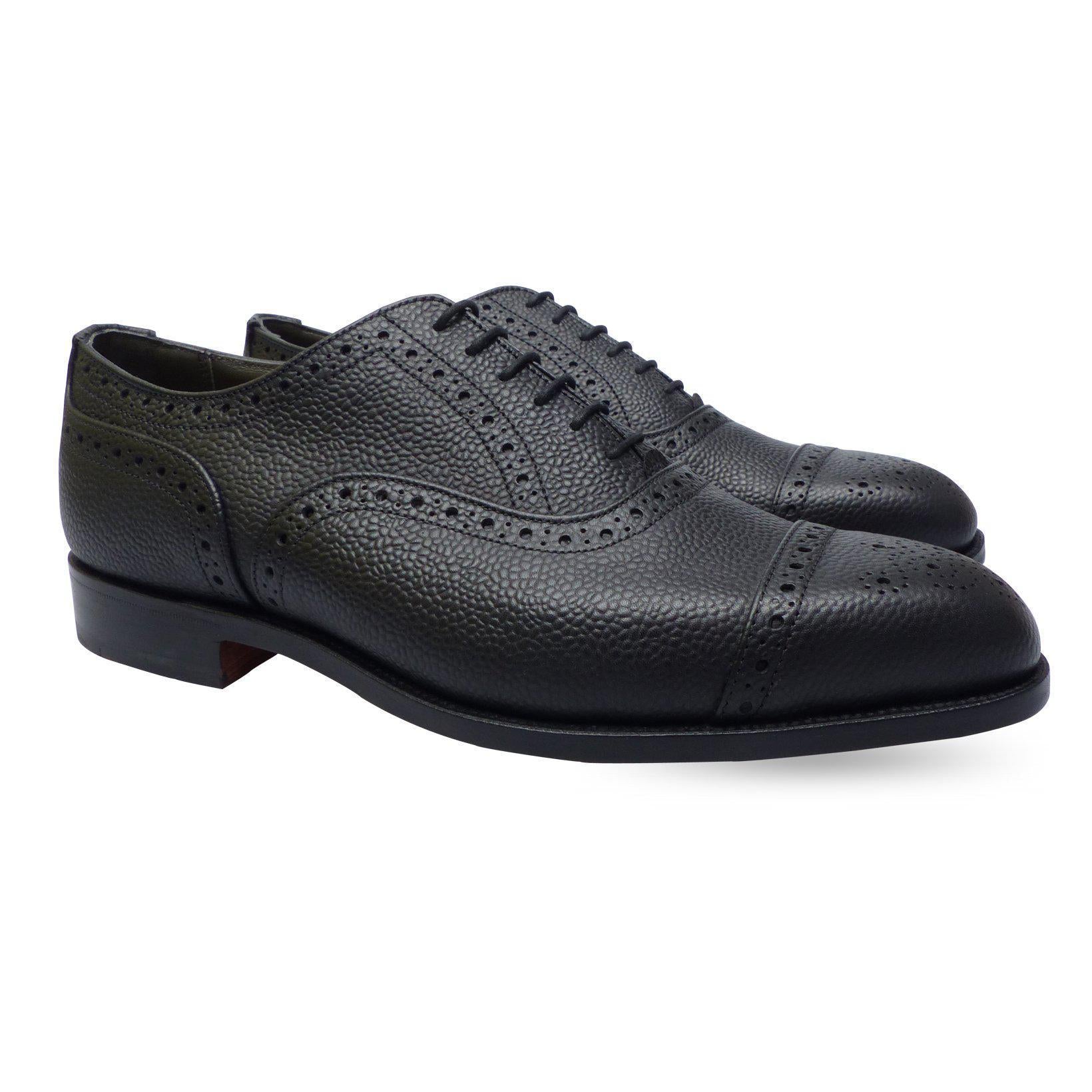 Semi Brogue Shoe Black Scotch Grain-Tricker's-Conrad Hasselbach Shoes & Garment