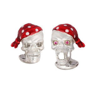 Sterling Silver Pirate Skull Cufflinks with Ruby Eyes-Deakin & Francis-Conrad Hasselbach Shoes & Garment